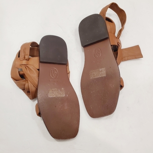 Ash Ankle Tie Brown Leather Sandals - Picture 4 of 4